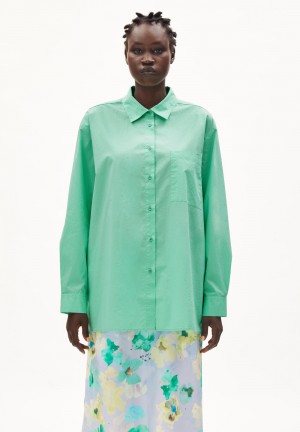 ARMEDANGELS EALGAA Blouse Loose Fit made of Organic Cotton Bright Lime | VRUEFY-039