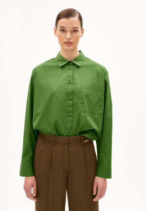 ARMEDANGELS EALGAA Blouse Loose Fit made of Organic Cotton Verde | AMQHLF-082