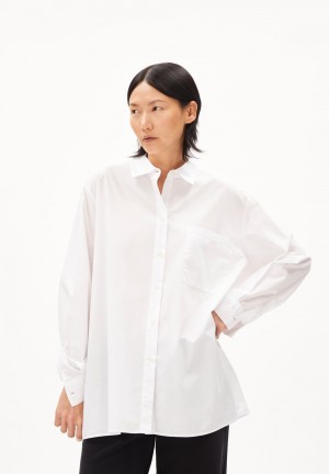 ARMEDANGELS EALGAA Blouse Loose Fit made of Organic Cotton Blancas | BHMJFP-613
