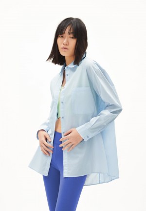 ARMEDANGELS EALGAA Blouse Loose Fit made of Organic Cotton Morning Sky | YZFBUT-984