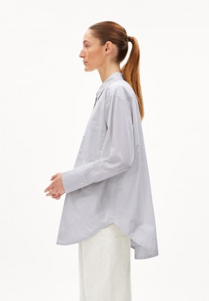 ARMEDANGELS EASSAAL STRIPED Blouse Loose Fit made of Organic Cotton Lavanda | EKGXUD-935