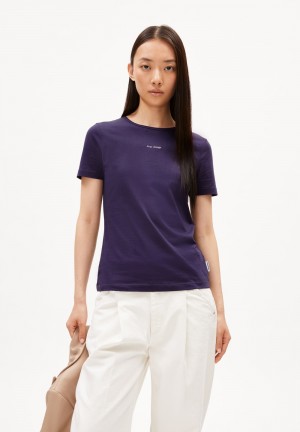 ARMEDANGELS EBAANORA EXCEPT CHANGE T-Shirt Slim Fit made of Organic Cotton Azules | YHMXGI-941