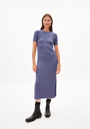 ARMEDANGELS ELAINAAS Knit Dress Slim Fit made of Organic Cotton Mix Dynamo Blue-undyed | PUKQZH-071