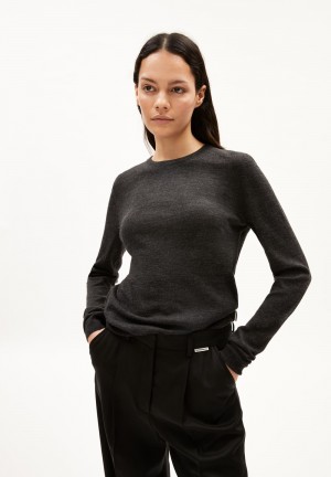 ARMEDANGELS ELDIAA Sweater Slim Fit made of extrafine Merino Organic Wool Steel Melange | UNQKBJ-590