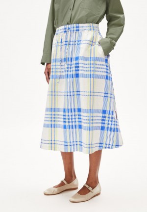 ARMEDANGELS ELODIAA COLLEGE CHECK Woven Skirt Loose Fit made of Organic Cotton Oatmilk | KUXOYZ-601