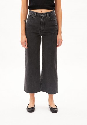 ARMEDANGELS ENIJAA CROPPED High Waist Wide Leg made of recycled Cotton Negras | SRBKFO-178