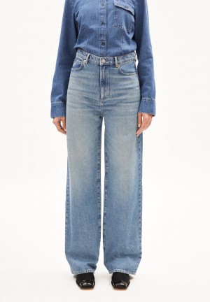 ARMEDANGELS ENIJAA Jeans Wide Leg High Waist Organic Cotton Mix Non-Stretch Verde Menta | DEYXUJ-509
