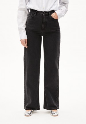 ARMEDANGELS ENIJAA Jeans Wide Leg High Waist recycled Cotton Non-Stretch Negras | UIBWZE-352