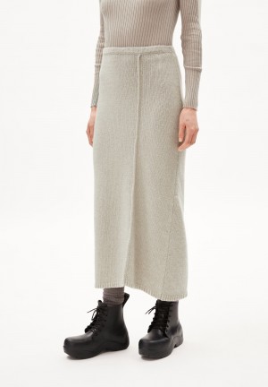 ARMEDANGELS ENOLAA SOFT Knit Skirt Regular Fit made of Merino-Wool Mix Sand Stone | NHODCS-361