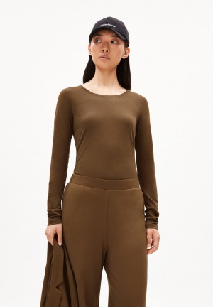 ARMEDANGELS ENRICCAA SOFT Longsleeve Slim Fit made of Organic Cotton Dried Moss | JAZFES-479