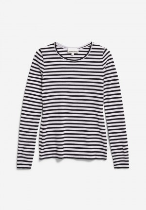 ARMEDANGELS ENRICCAA STRIPES Longsleeve Slim Fit made of Organic Cotton White-black | MBXCNP-431