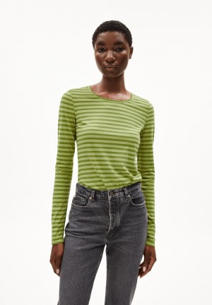 ARMEDANGELS ENRICCAA STRIPES Longsleeve Slim Fit made of Organic Cotton New Moss-dark Moss | BRFWTP-752