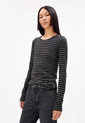 ARMEDANGELS ENRICCAA STRIPES Longsleeve Slim Fit made of Organic Cotton Iron Cast-black | EAFRDS-241