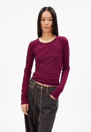 ARMEDANGELS ENRICCAA STRIPES Longsleeve Slim Fit made of Organic Cotton Cherry Juice-cranberry Juice | JIKCPV-854