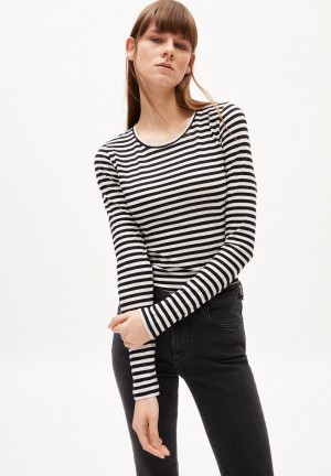 ARMEDANGELS ENRICCAA STRIPES Longsleeve Slim Fit made of Organic Cotton Blancas | CHISDK-794