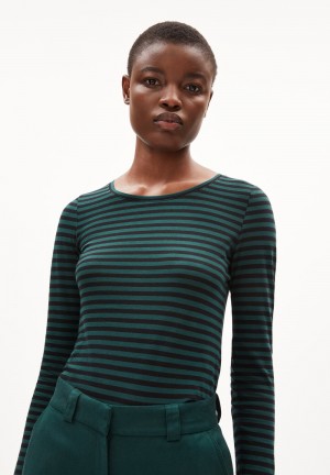 ARMEDANGELS ENRICCAA STRIPES Longsleeve Slim Fit made of Organic Cotton Teal Stone-black | ELCDFK-512