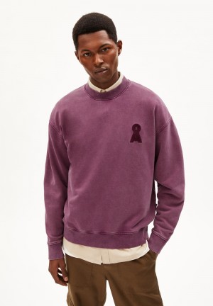 ARMEDANGELS FAALOS GMT DYE Sweatshirt Relaxed Fit made of Organic Cotton Crushed Berry Washed | VZLFWU-630