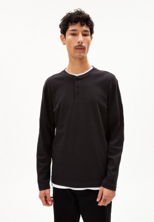 ARMEDANGELS FAANO PREMIUM Longsleeve Slim Fit made of Organic Cotton Negras | UJTKEM-247