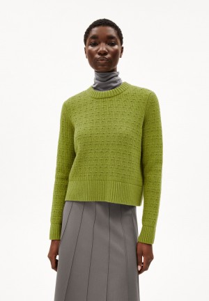 ARMEDANGELS FABIOLAA Sweater Regular Fit made of Organic Wool Mix Verde Menta | XZQFHR-953