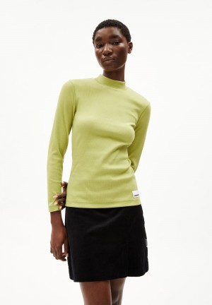 ARMEDANGELS FATIMAARA Rib-Longsleeve Slim Fit made of Organic Cotton Mix New Moss | WJKSBQ-984