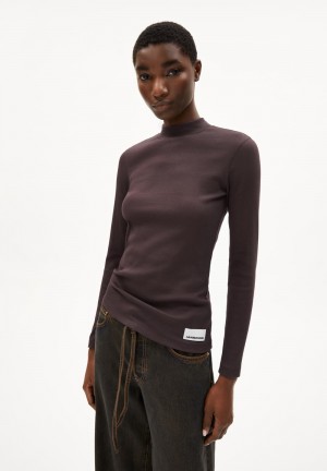 ARMEDANGELS FATIMAARA Rib-Longsleeve Slim Fit made of Organic Cotton Mix Cafe | VSIMDB-674
