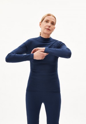 ARMEDANGELS FATIMAA Rib Longsleeve Slim Fit made of Organic Cotton Mix Verde Menta Azules | SABILP-687