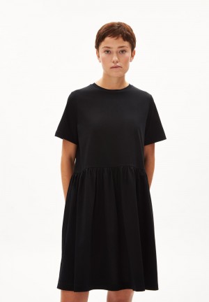 ARMEDANGELS FELIAA MERCERIZED Jersey Dress made of Organic Cotton Negras | RVBJQK-825