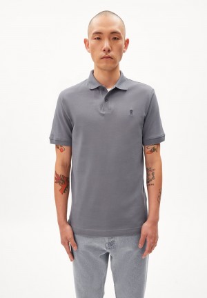 ARMEDANGELS FIBRAAS Polo T-Shirt Regular Fit made of Organic Cotton Cool Antra | CLAOYD-974