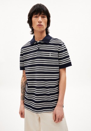 ARMEDANGELS FIBRAA STRIPES T-Shirt Regular Fit made of Organic Cotton Night Sky | SBEWMH-486