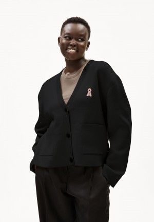 ARMEDANGELS FIONAA MILANO Cardigan Oversized Fit made of Organic Cotton Negras | NKMXHO-781