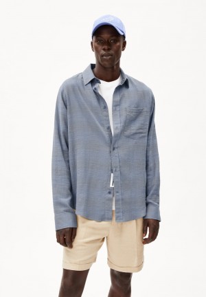 ARMEDANGELS FLAAVIEN Shirt Relaxed Fit made of Organic Cotton Mix Azules | KXEMBU-702