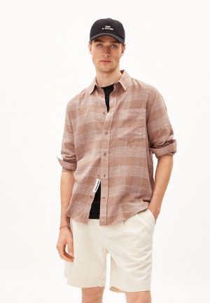 ARMEDANGELS FLAAVIEN Shirt Relaxed Fit made of Organic Cotton Mix Cinnamon Dust-grey Blush | HEFXBK-504