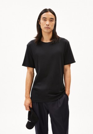 ARMEDANGELS FLATAA PREMIUM T-Shirt Relaxed Fit made of Organic Cotton Negras | UHSJXK-064