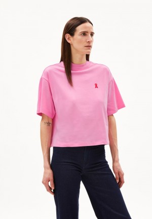 ARMEDANGELS FREDERIKAA Heavyweight T-Shirt Relaxed Fit made of Organic Cotton Rosas | SNBQEG-719