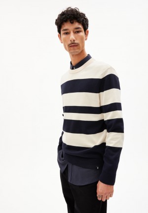 ARMEDANGELS GRAADO Sweater Regular Fit made of Organic Cotton Night Sky-oatmilk | QEAWSF-673