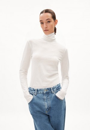 ARMEDANGELS GRAZILIAA SOFT Longsleeve Slim Fit made of Organic Cotton Blancas | ALFNYG-269