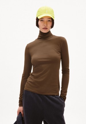 ARMEDANGELS GRAZILIAA SOFT Longsleeve Slim Fit made of Organic Cotton Dried Moss | MFYLPT-098
