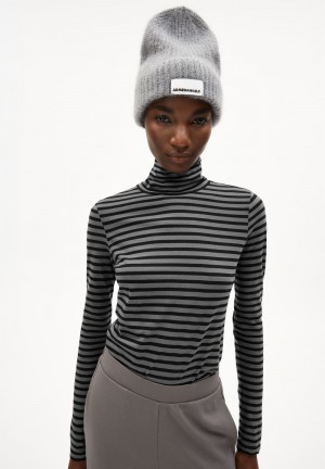 ARMEDANGELS GRAZILIAA STRIPES Longsleeve Slim Fit made of Organic Cotton Iron Cast-black | VMLQBN-018