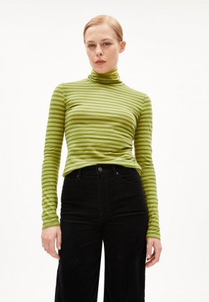 ARMEDANGELS GRAZILIAA STRIPES Longsleeve Slim Fit made of Organic Cotton New Moss-dark Moss | DCSRVO-172