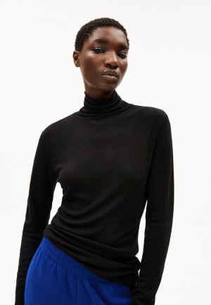 ARMEDANGELS GRAZILIAA WOOL BLEND Longsleeve Slim Fit made of Organic Wool Mix Negras | KVHTFD-859