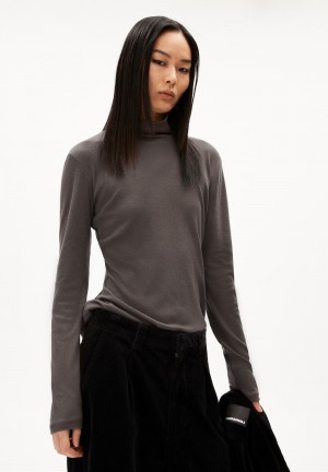 ARMEDANGELS GRAZILIAA WOOL BLEND Longsleeve Slim Fit made of Organic Wool Mix Iron Cast | ENQFBS-510