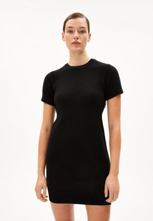 ARMEDANGELS HAAZEL REGLANA Knit Dress Regular Fit made of Organic Wool Mix Negras | SABURW-310