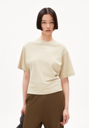 ARMEDANGELS HERSILIAA Heavyweight T-Shirt Slim Fit made of Organic Cotton Mix Gravel | TNQCBR-806