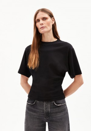 ARMEDANGELS HERSILIAA Heavyweight T-Shirt Slim Fit made of Organic Cotton Mix Negras | GRXCYS-498