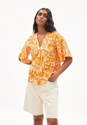 ARMEDANGELS HOLMAA MANGORANGE Blouse Relaxed Fit made of TENCEL™ Lyocell Mangorange | VFKISO-976