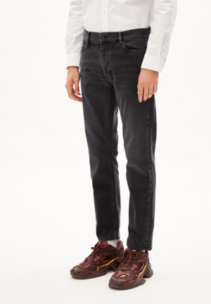 ARMEDANGELS IAAN Jeans Slim Leg Mid Waist recycled Cotton Comfort-Stretch Negras | WRKTFN-420