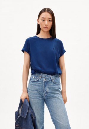 ARMEDANGELS IDAARA T-Shirt Loose Fit made of Organic Cotton Indigo | GBUYIW-803
