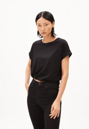 ARMEDANGELS IDAARA T-Shirt Loose Fit made of Organic Cotton Negras | AUNZIV-914