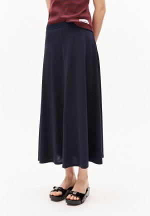 ARMEDANGELS ILENIAA LARAA Jersey Skirt Loose Fit made of TENCEL™ Lyocell Mix Night Sky | OHJLQU-923