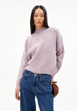 ARMEDANGELS INARAA PUIJPU Sweater Oversized Fit made of Alpaca Wool Mix Rosas Verde Menta | OQDYRG-284